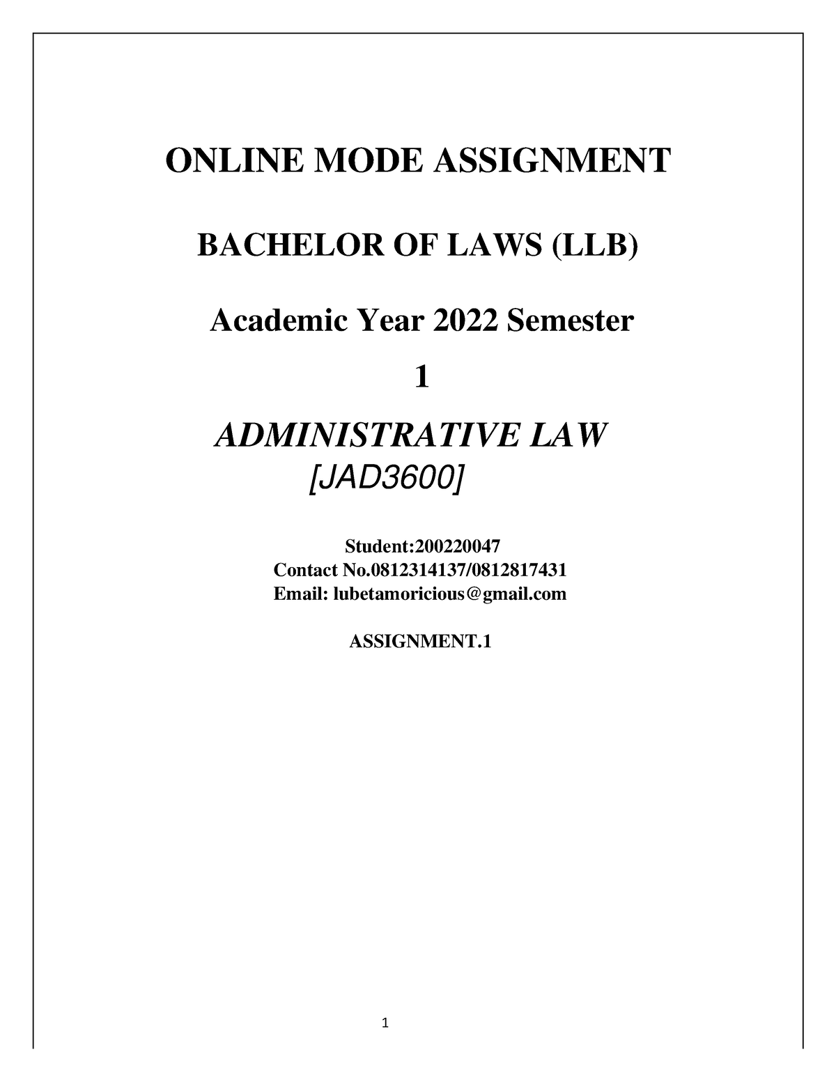 administrative law assignment