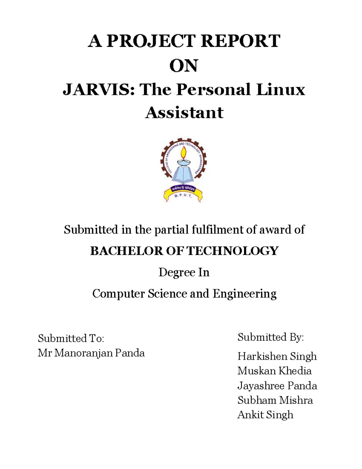 Jarvis-Report- 2 - ktcmjvb - A PROJECT REPORT ON JARVIS: The Personal ...