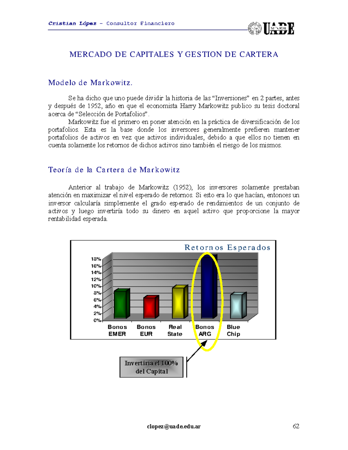 Teora de la Cartera - direccion de finanzas - MERCADO DE CAPITALES Y ...