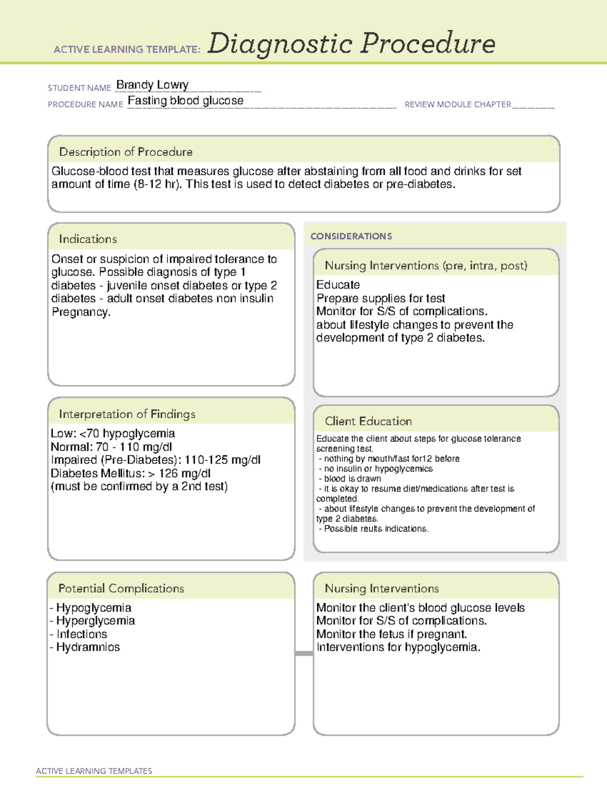 Diagnostic procedure - FBG - ACTIVE LEARNING TEMPLATES Diagnostic ...