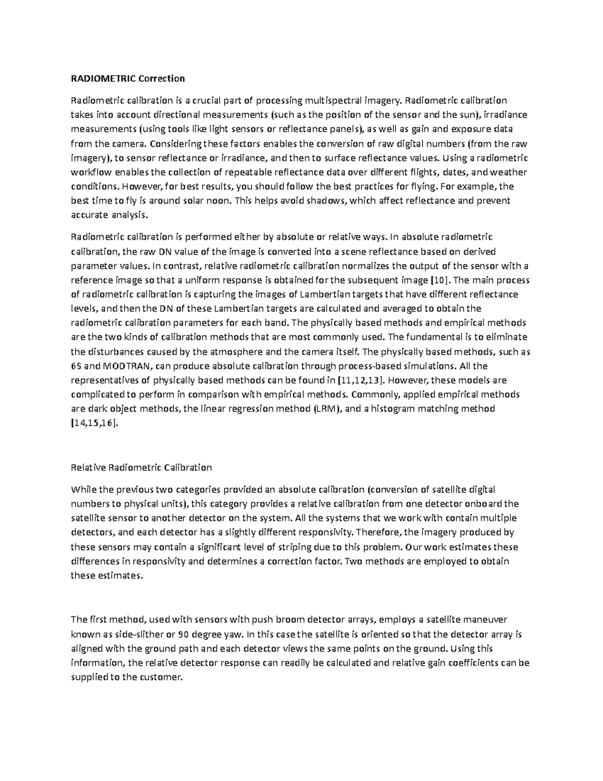 12 - NOTES - RADIOMETRIC Correction Radiometric calibration is a ...