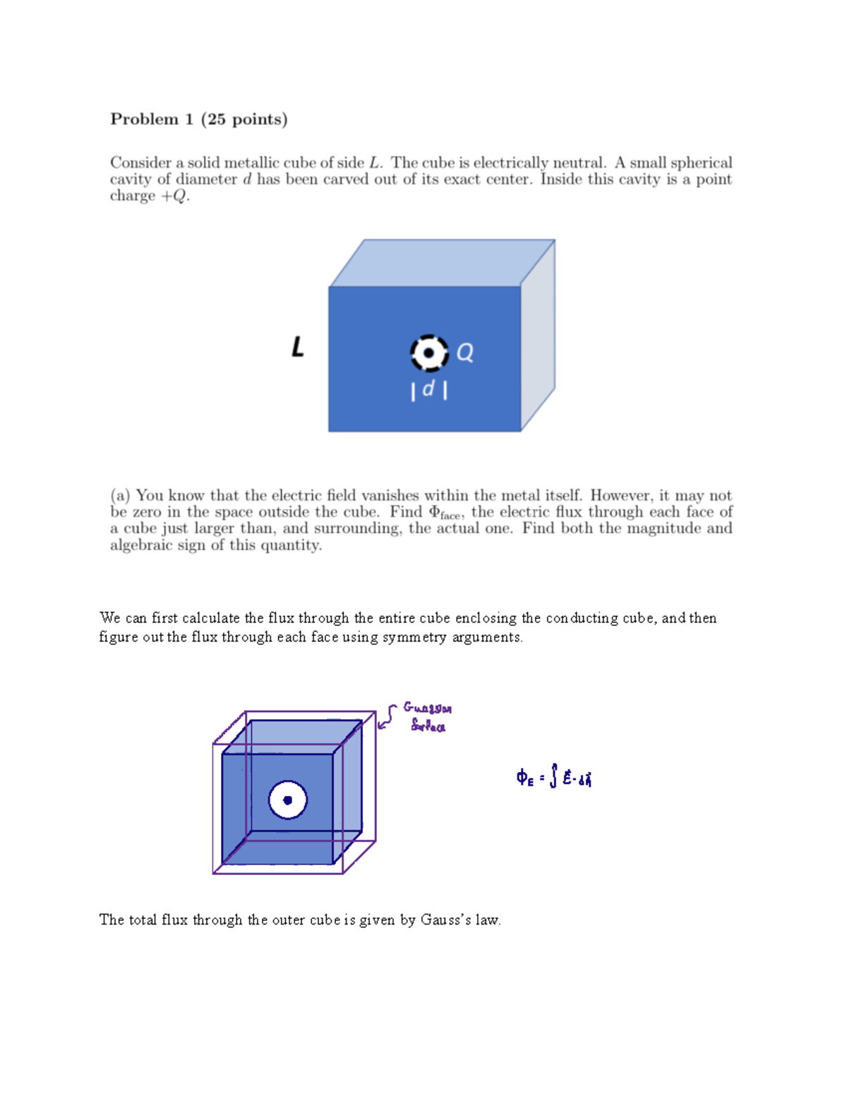 Physics 8B Practice Final Exam - We can first calculate the flux ...