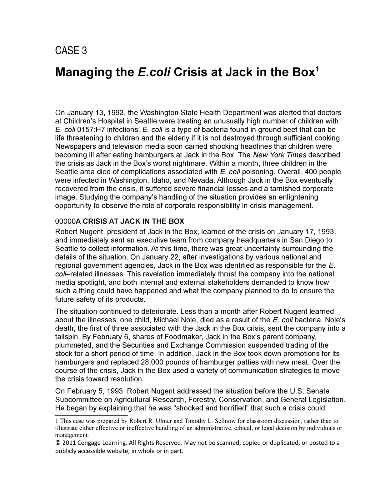 case study jack in the box e. coli crisis