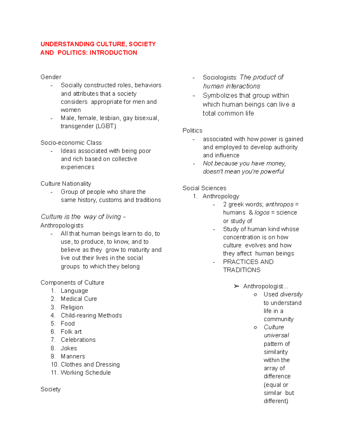 Ucsp - LOL - UNDERSTANDING CULTURE, SOCIETY AND POLITICS: INTRODUCTION ...