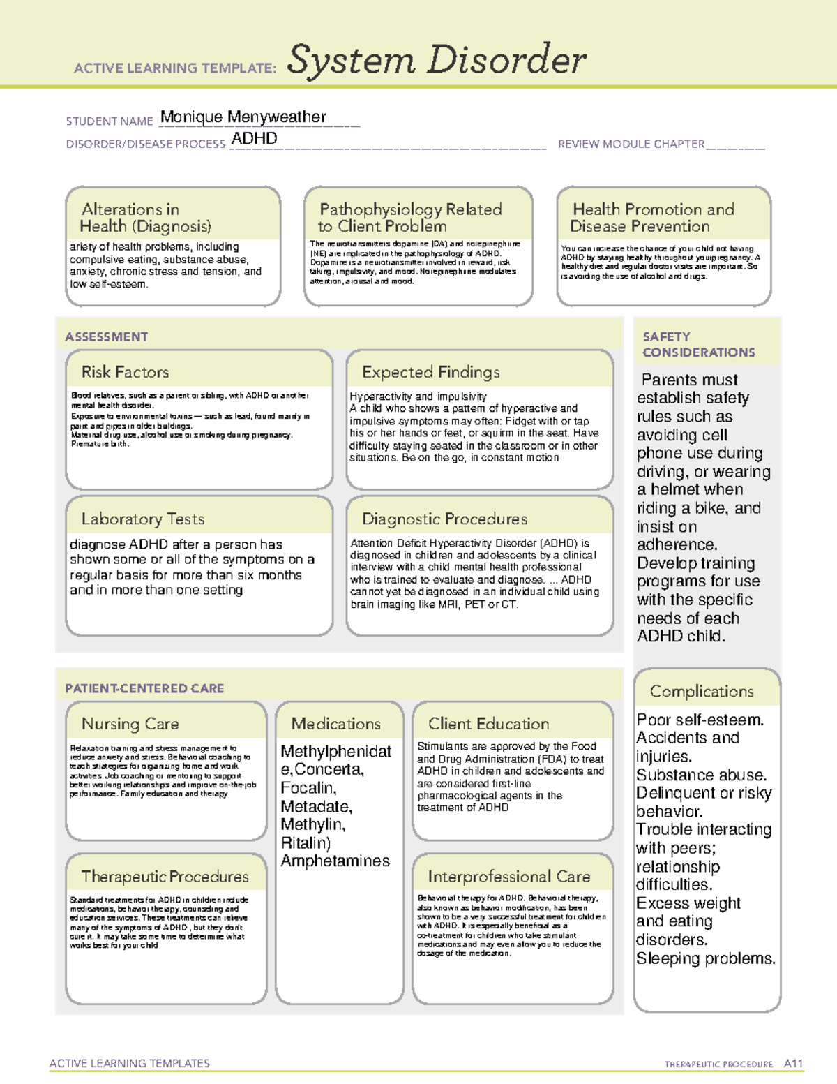 Adhd - ... - ACTIVE LEARNING TEMPLATES TherapeuTic procedure A System ...