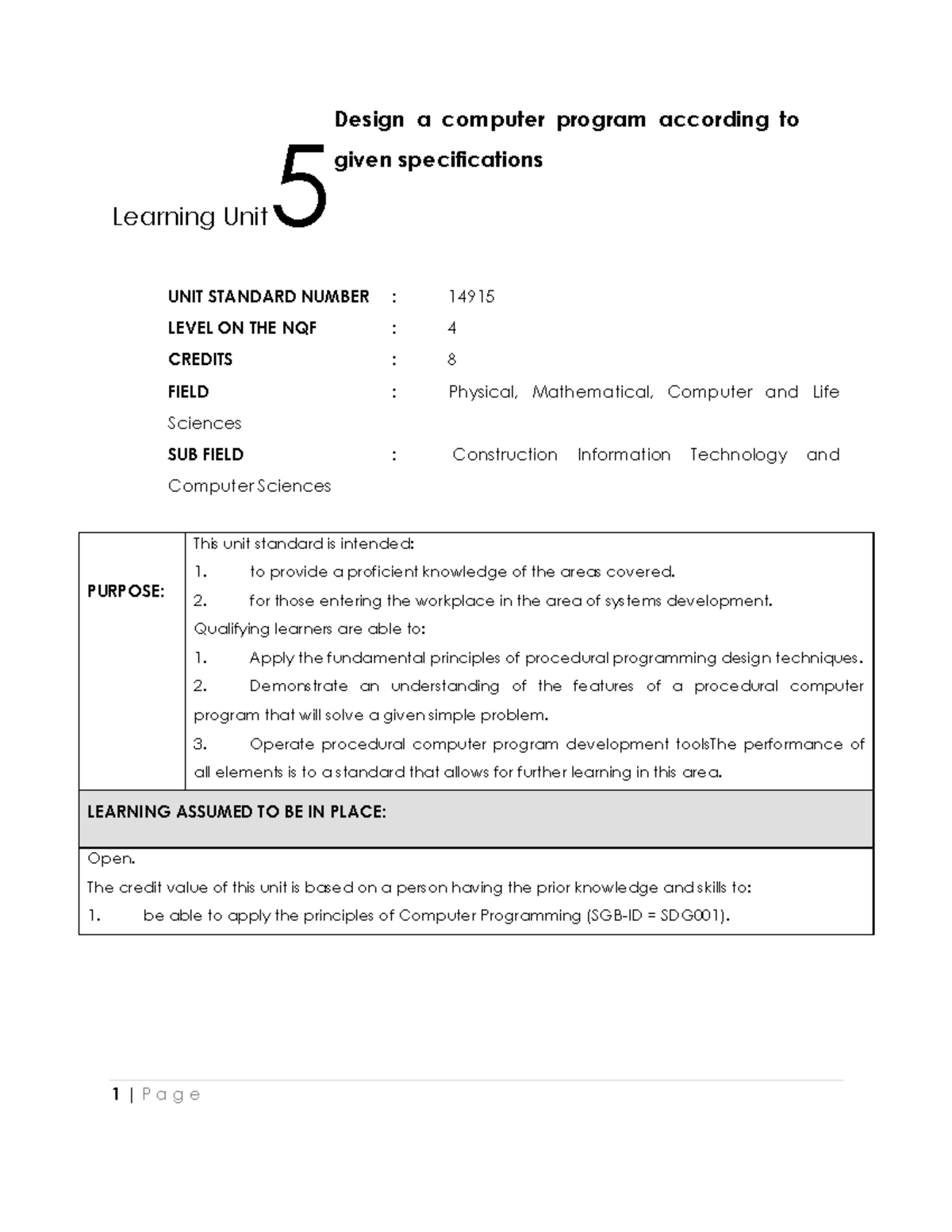 Design a computer program according to given specifications - Learning ...