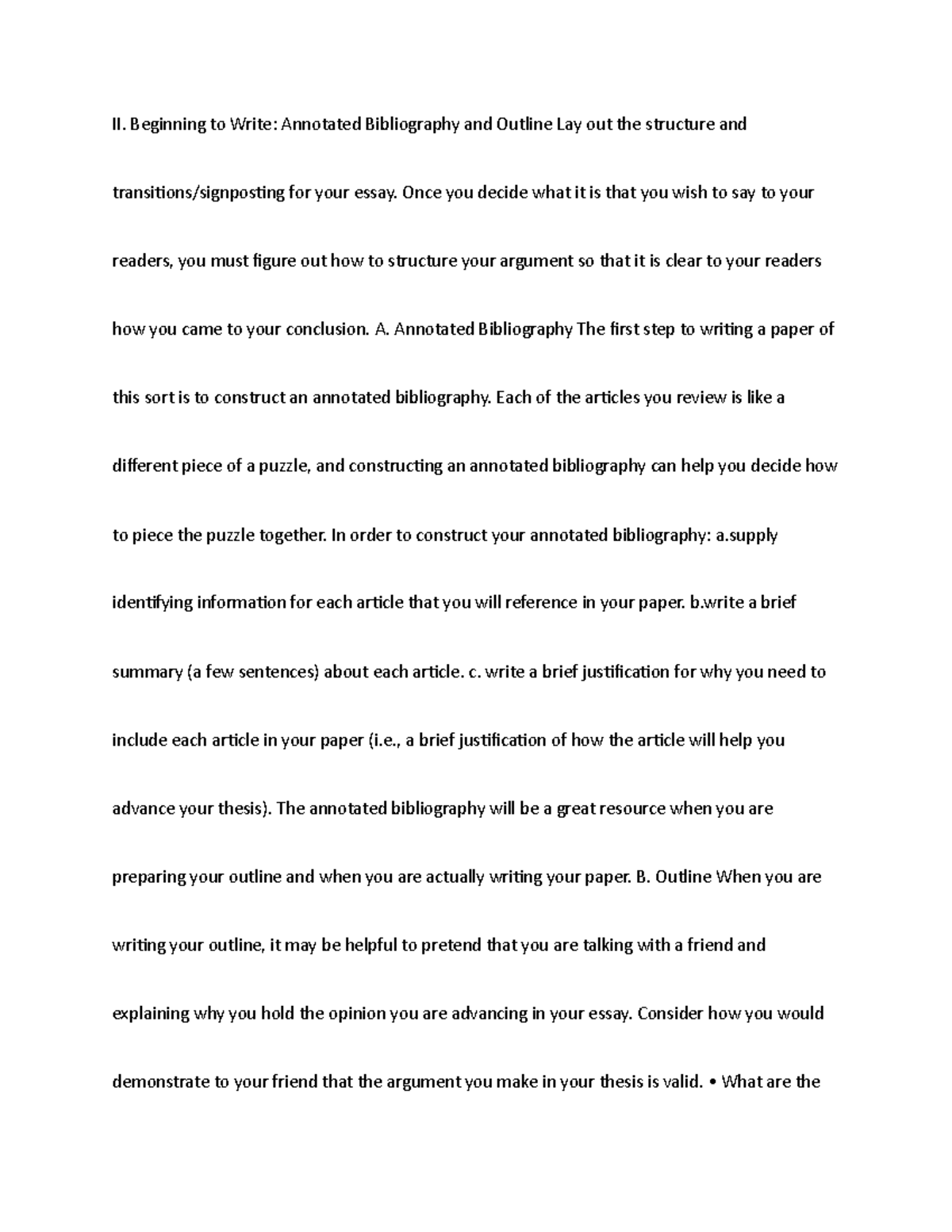 Subheadings - Lecture Notes - II. Beginning to Write: Annotated ...