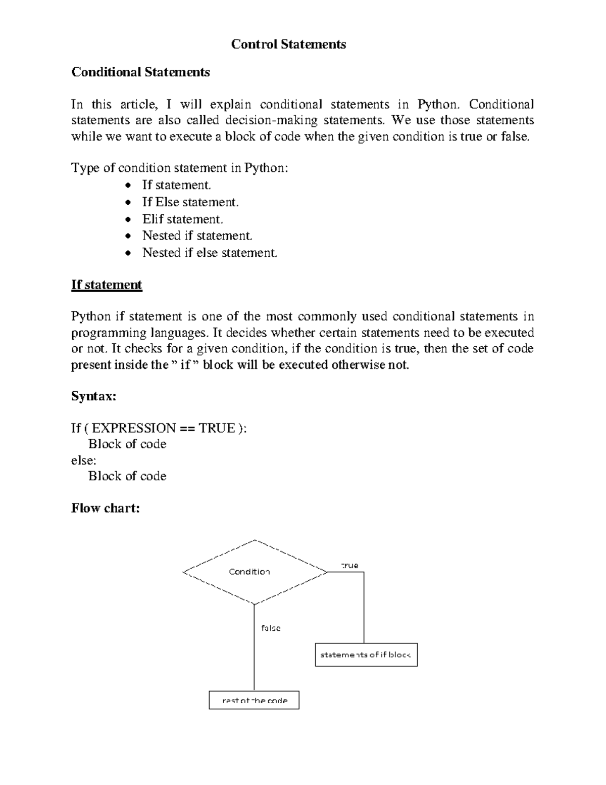 Unit-II python - Control Statements Conditional Statements In this ...