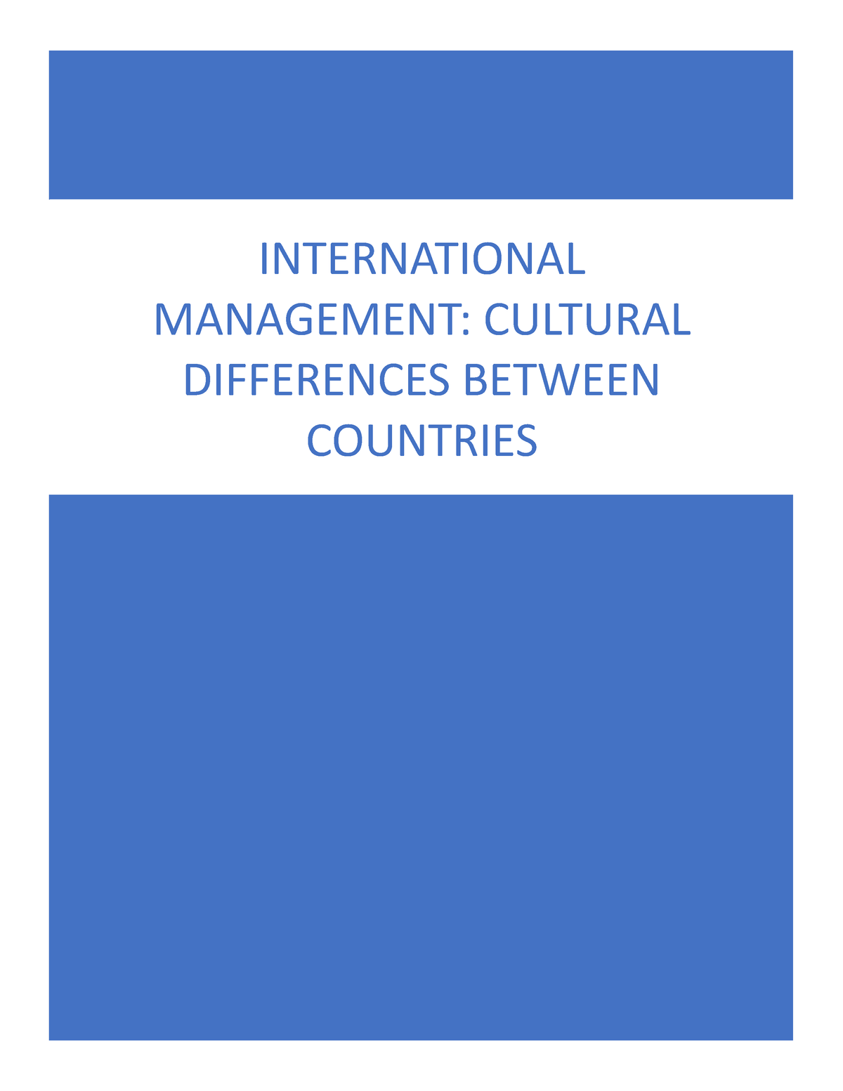 cultural differences between countries essay