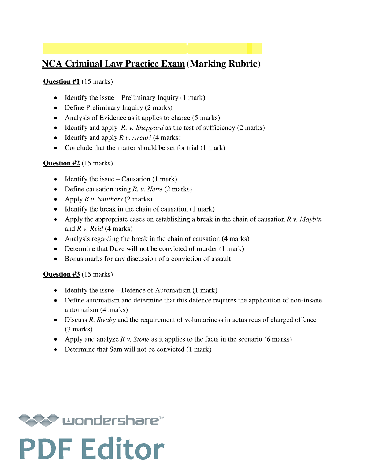 3b) CRIM NCA NCA Sample EXAM Framework - NCA Criminal Law Practice Exam Sns-Brigh10