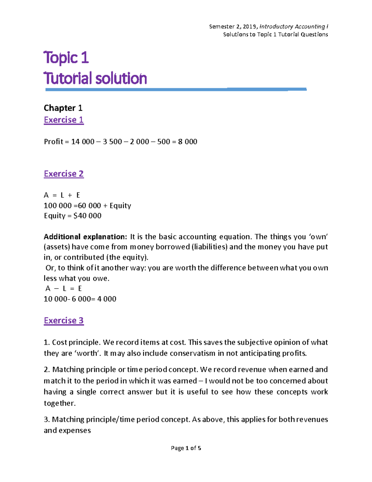 Topic 1 Tutorial Solution 2019 S2 - Solutions To Topic 1 Tutorial ...