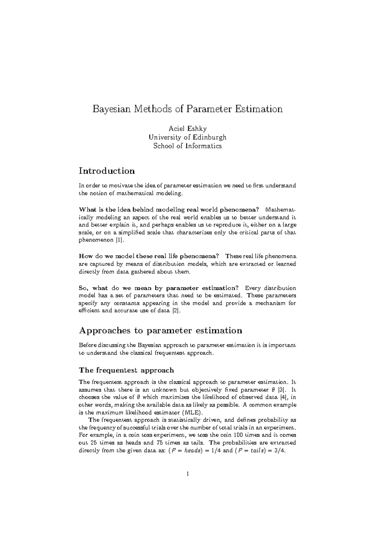 STA 207 Bayesian Methods - Bayesian Methods of Parameter Estimation ...