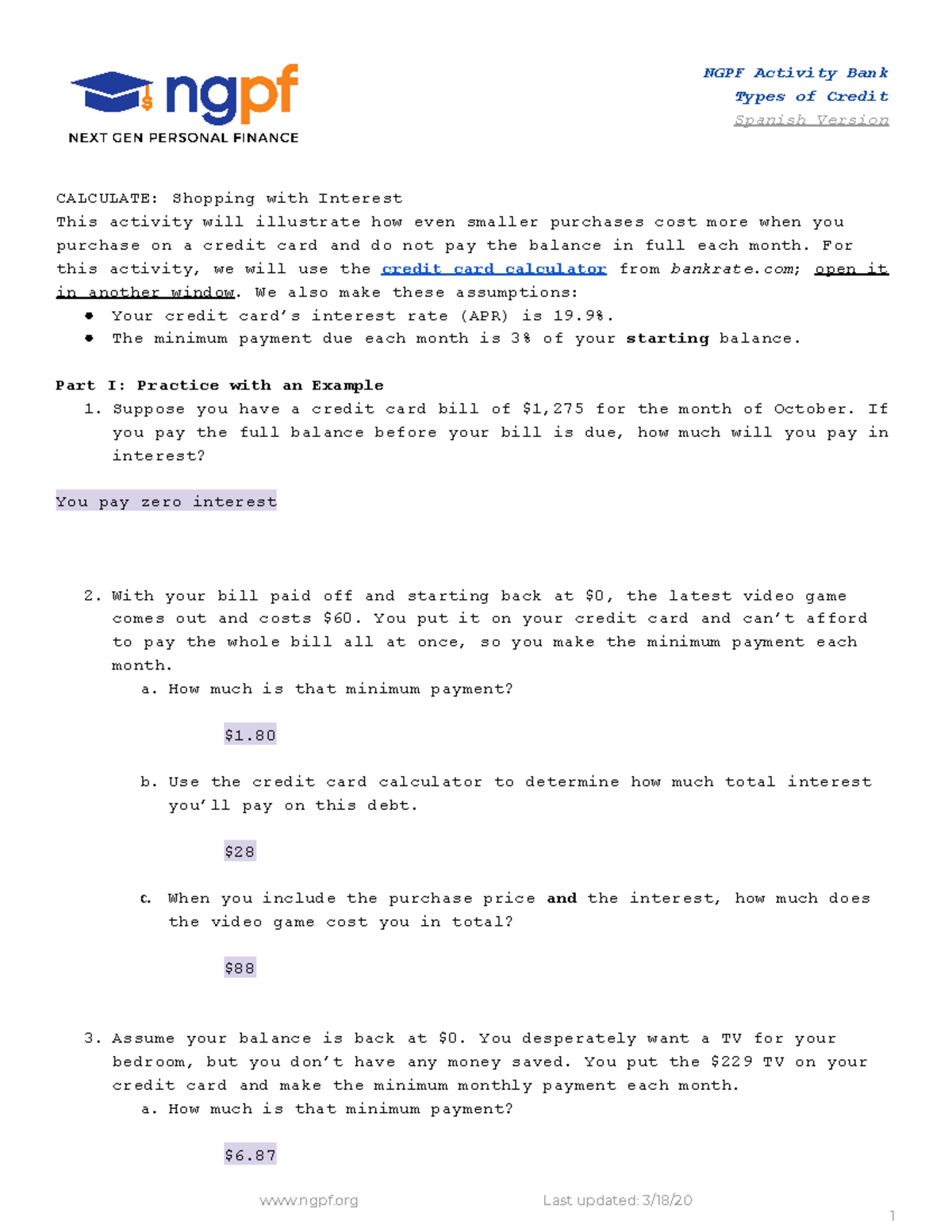 Copy of Calculate Shopping with Interest Class - NGPF Activity Bank ...