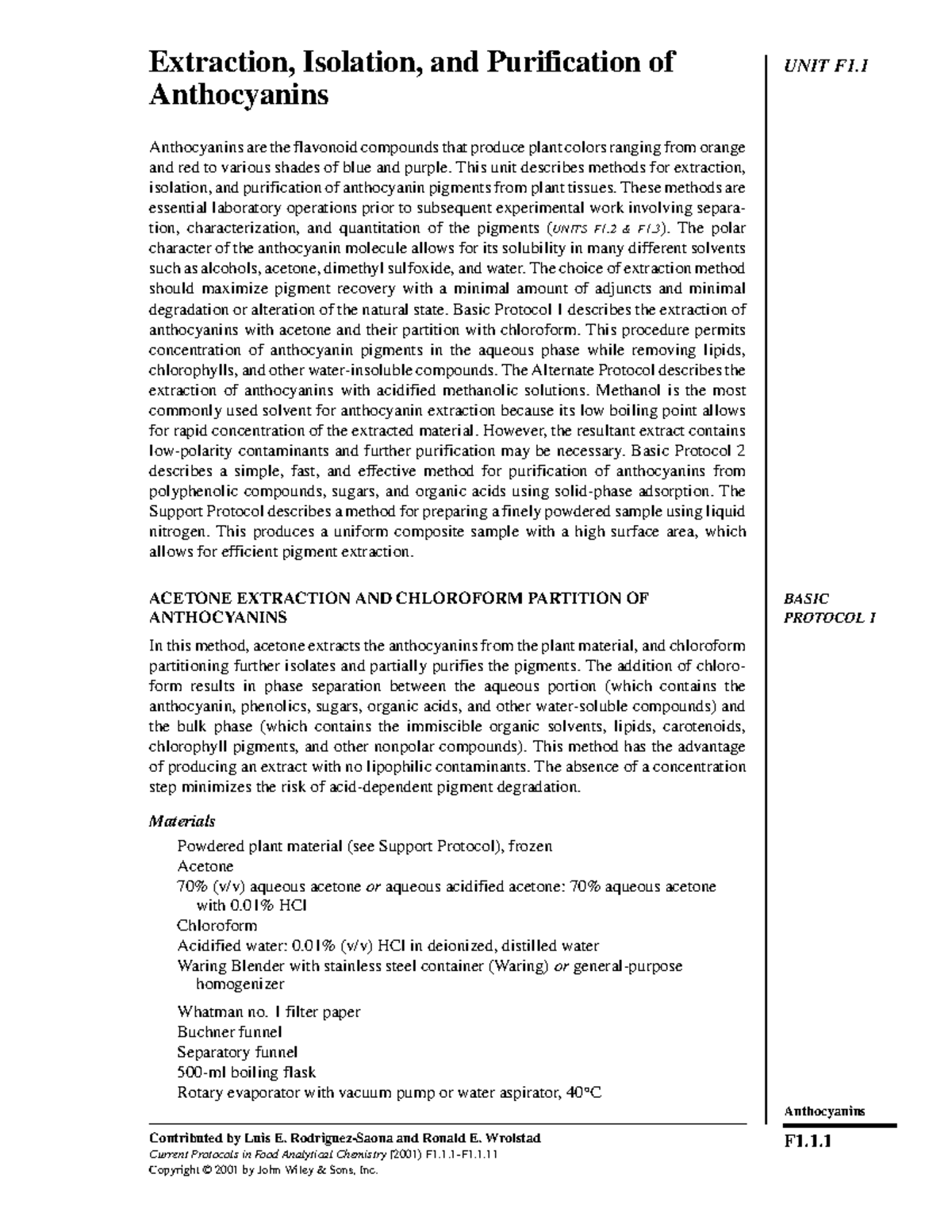Extraction, Isolation, and Purification of Anthocyanins - Extraction ...