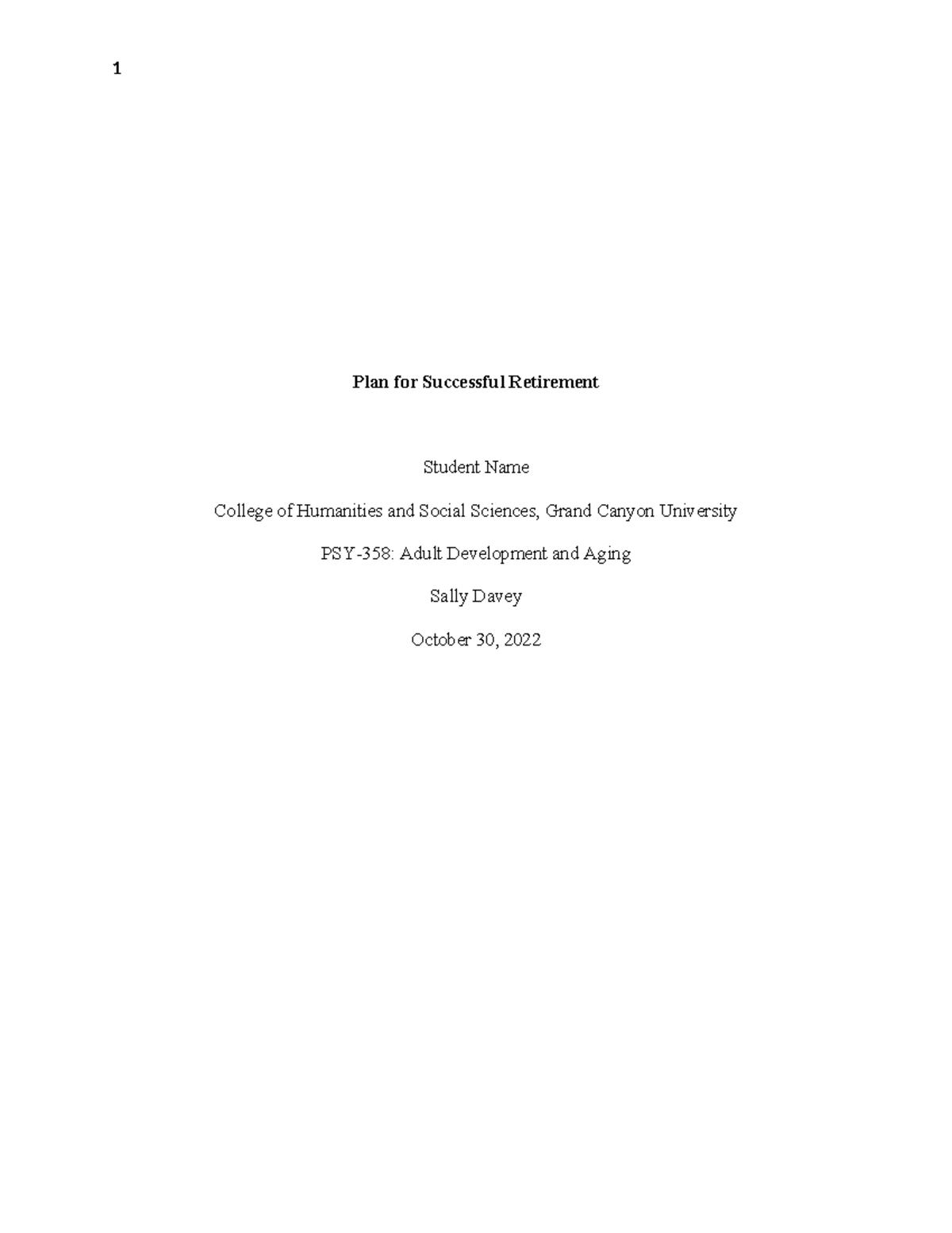 Plan for Successful Retirement - Plan for Successful Retirement Student ...
