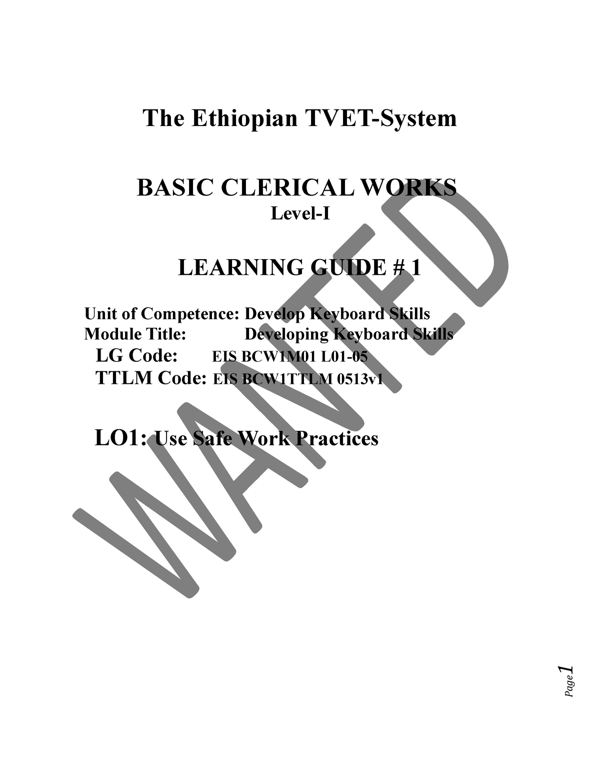 Lg On Develop Keyboard Skills The Ethiopian Tvet System Basic