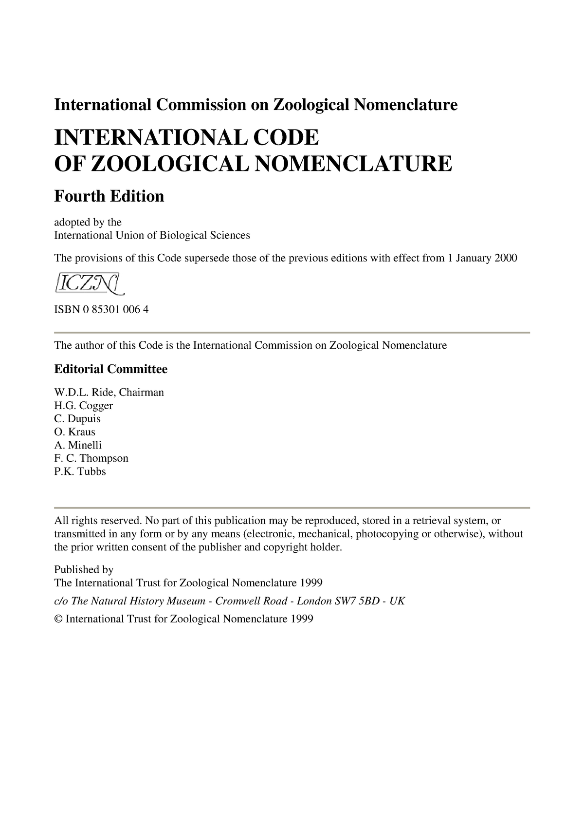 271138 - Lecture Notes - International Commission On Zoological ...