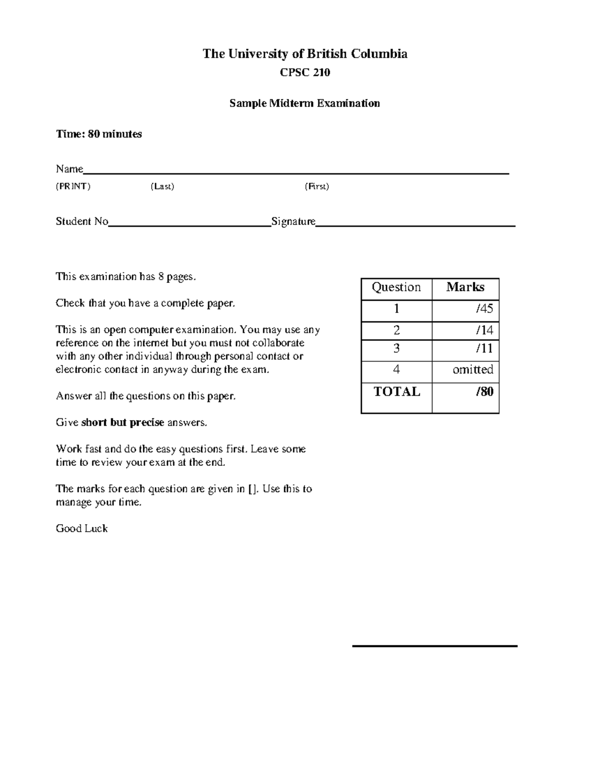 Cs210 2009 t2 sample midterm 2 - The University of British Columbia ...