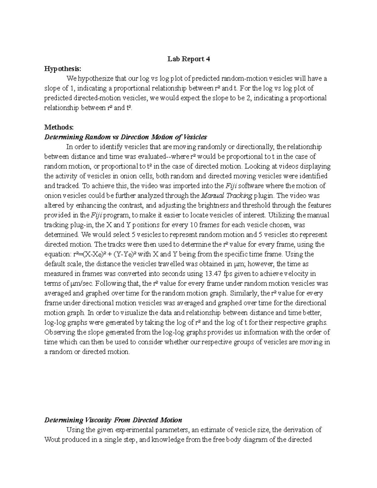Lab 4 lab 4 lab report 4 hypothesis we hypothesize that our log vs 
