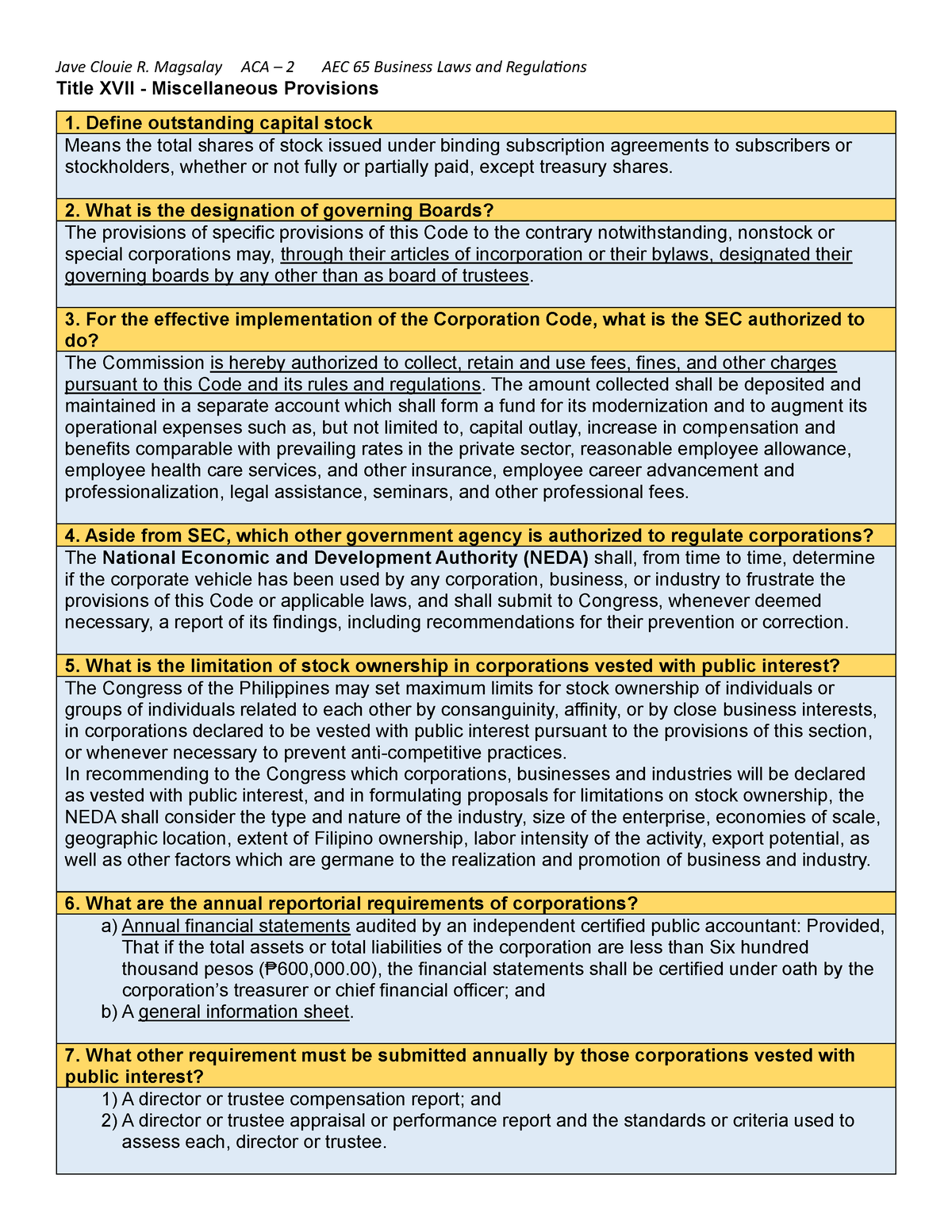 Title XVII Miscellaneous Provisions - Jave Clouie R. Magsalay ACA – 2 ...