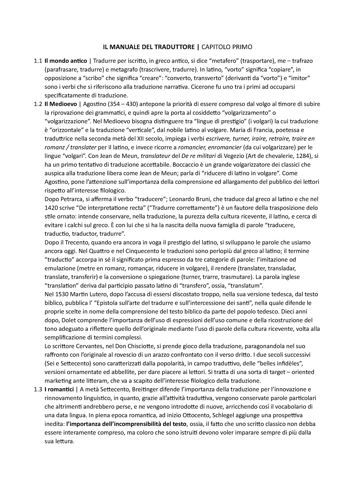 Osimo Riassunto Il Manuale Del Traduttore Capitolo Primo 1 Il Mondo Antico Tradurre Per 0977
