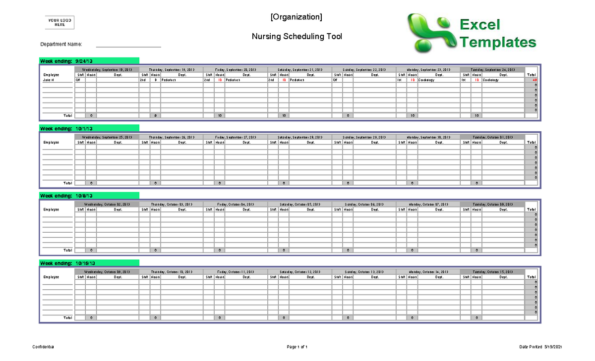 Nurse-Staffing-Schedule - Employee Shift Hours Dept. Shift Hours Dept ...