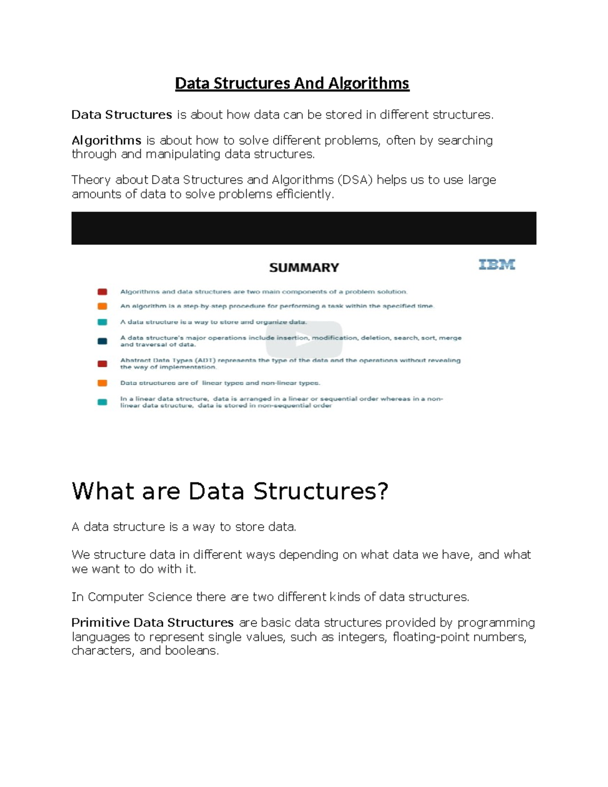 Data Structures And Algorithms - Algorithms is about how to solve ...