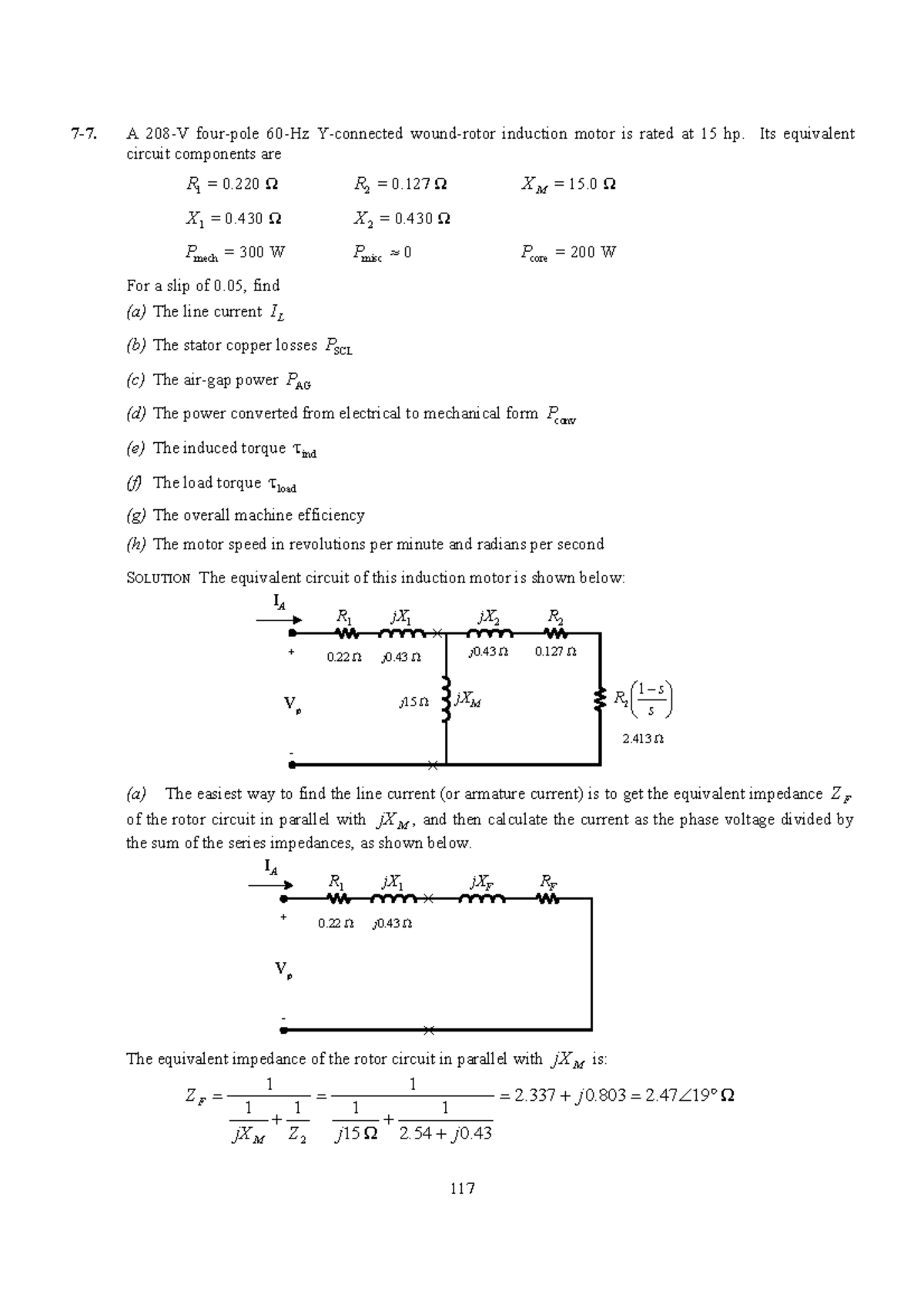 Electric Machinery And Power System Fundamentals-21 - 7-7. A 208-V Four ...