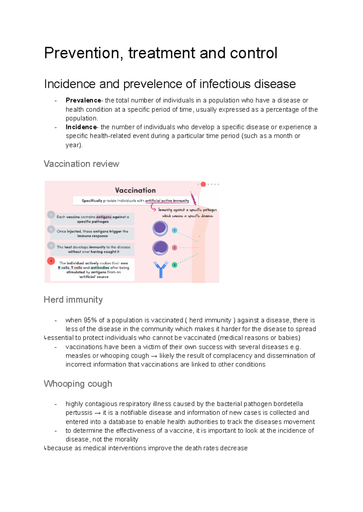 YR 12 BIO Module 7, Section 4 Notes - Prevention, treatment and control ...