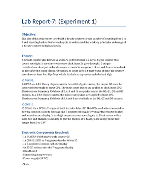Experiment 7 - ssjdnkjnds - Lab Experiment 7 Digital Systems and ...