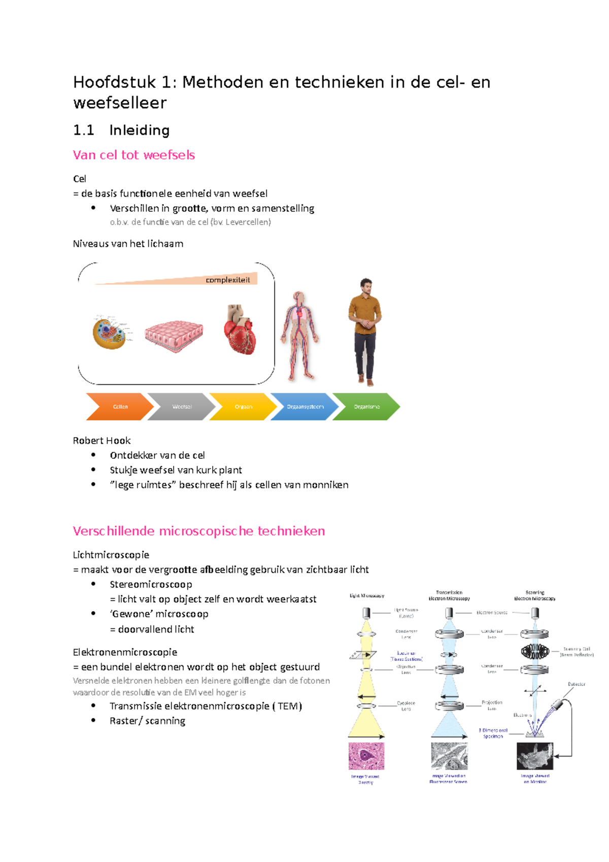 Histologie Smv - Hoofdstuk 1: Methoden En Technieken In De Cel- En ...