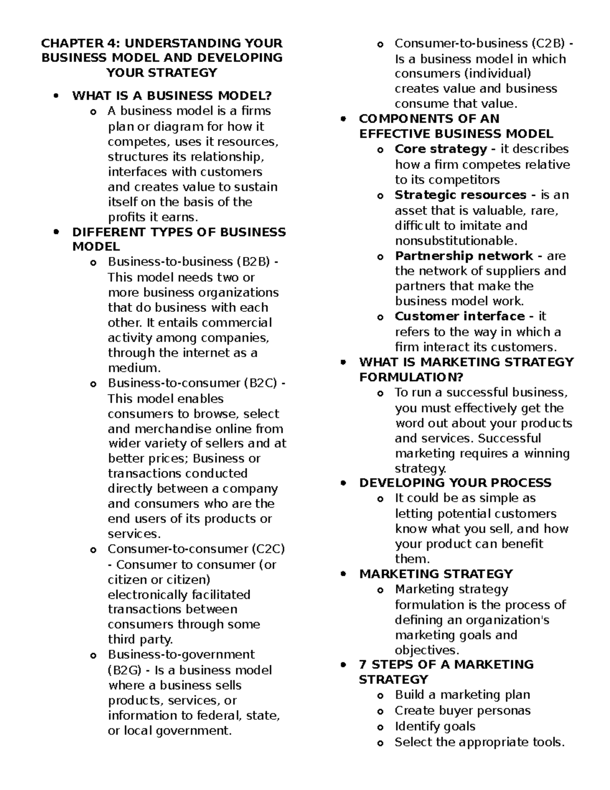 Advance Entrepreneurship Chapter 4 Notes - CHAPTER 4: UNDERSTANDING ...