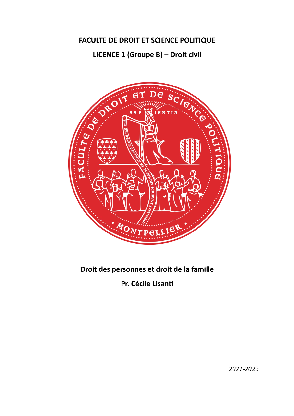 Droit Civil - FACULTE DE DROIT ET SCIENCE POLITIQUE LICENCE 1 (Groupe B ...