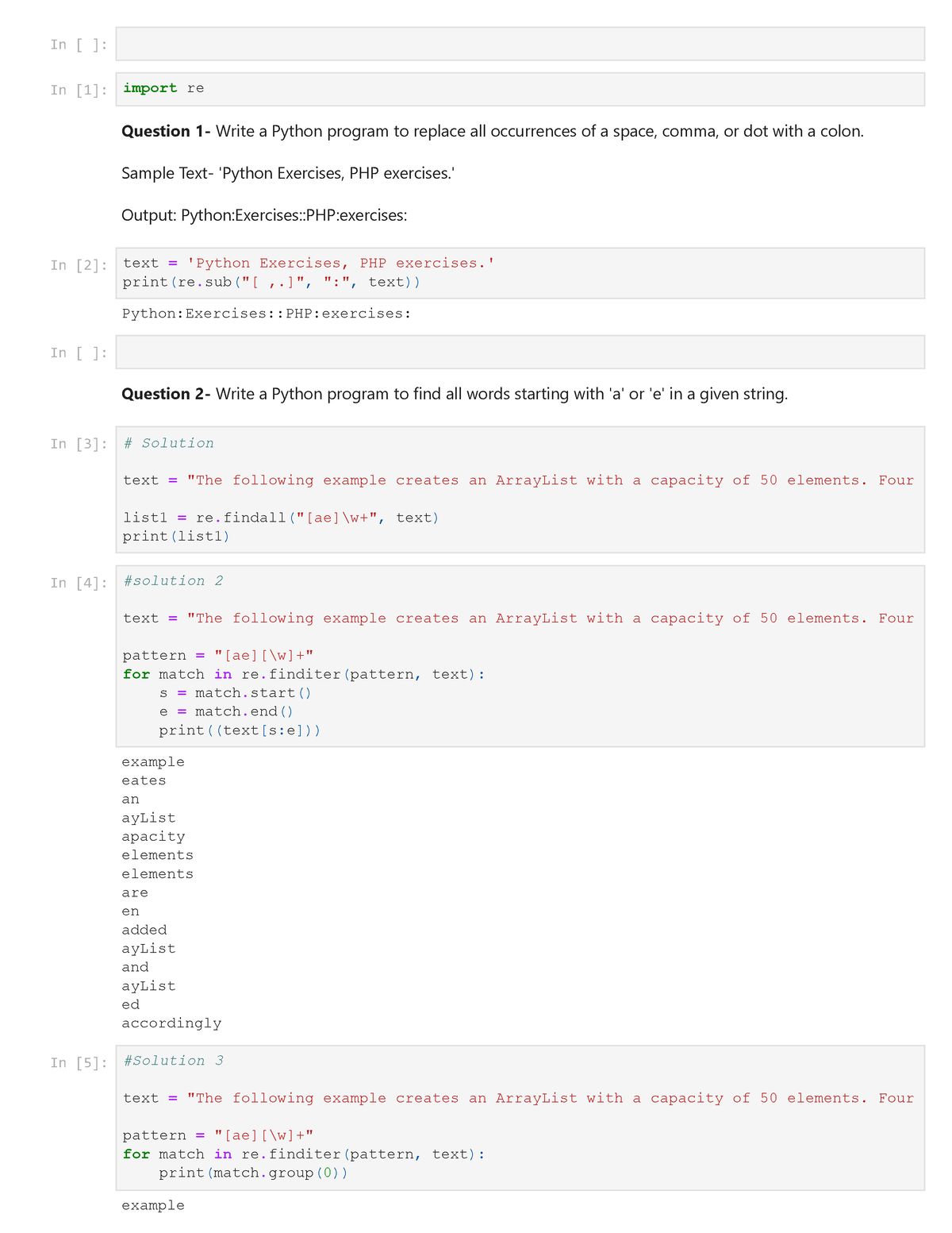 regex assignment statement