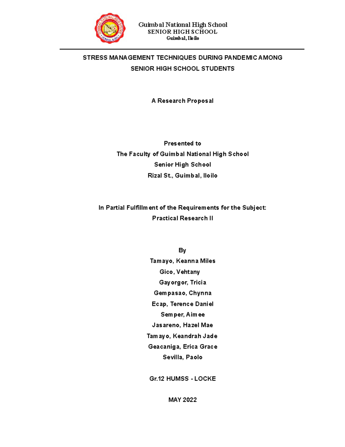 G4 Locke Research Proposal Edited - SENIOR HIGH SCHOOL Guimbal, Iloilo ...