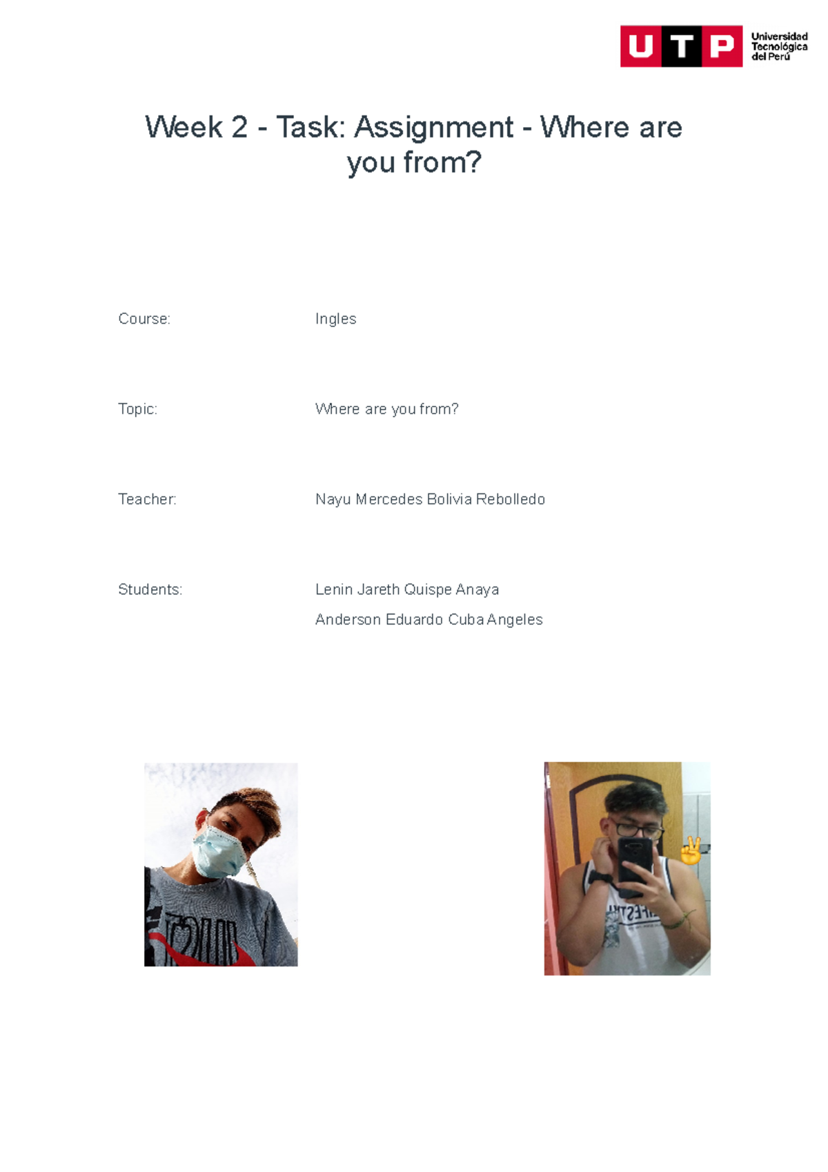 Ingles Semana 2 No copiar al pie de la letra Week 2 Task