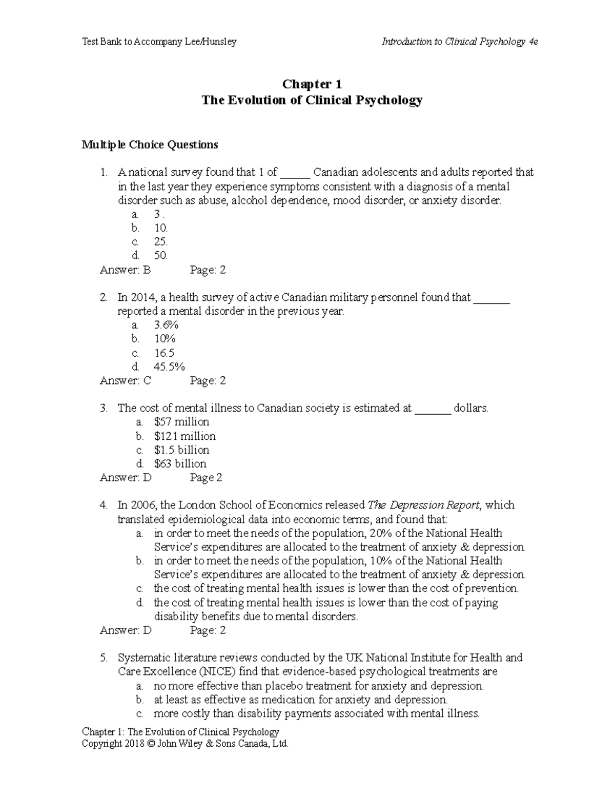 Ch01 - Ch1 Testbank Questions - Chapter 1 The Evolution Of Clinical ...