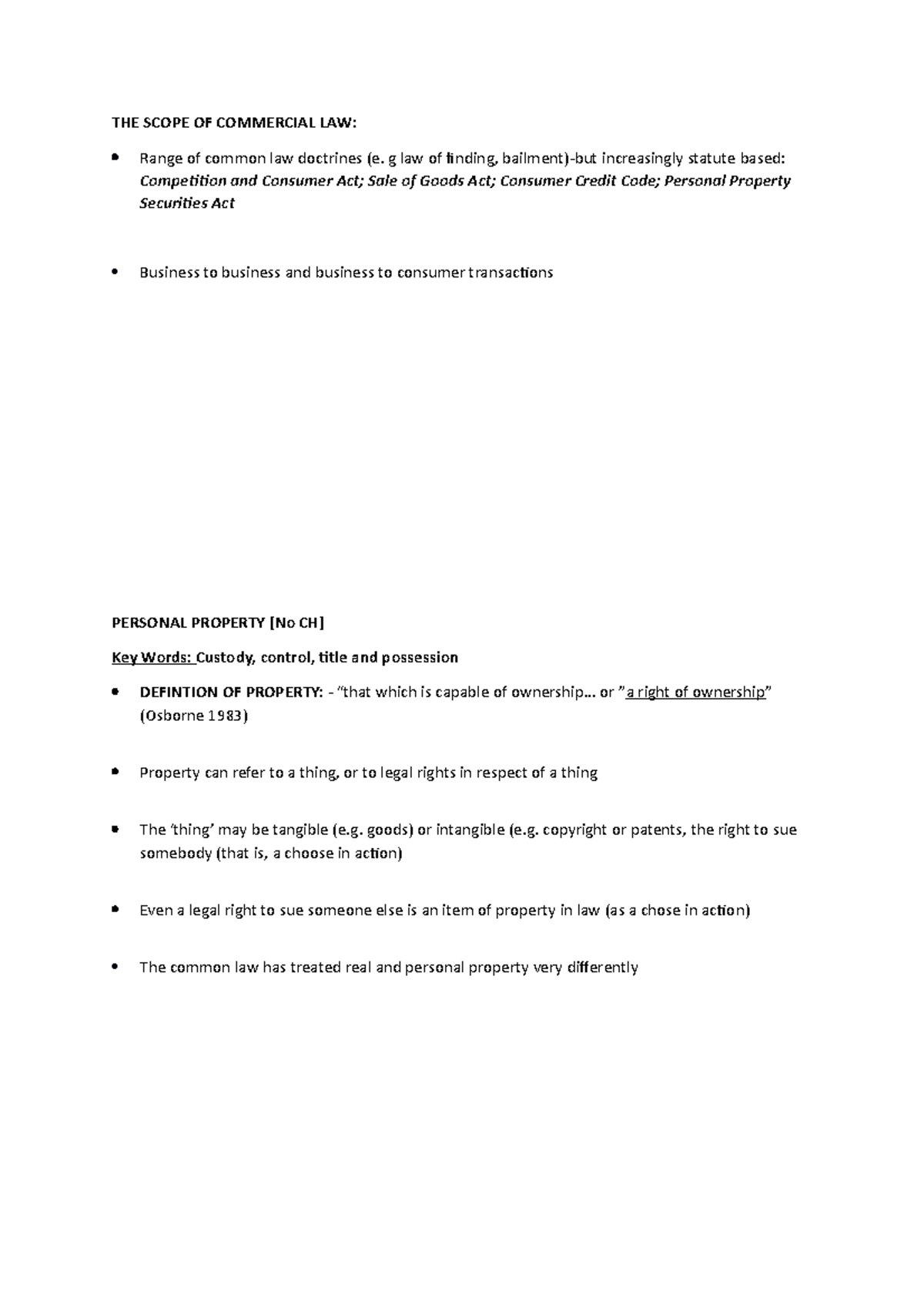 THE Scope OF Commercial LAW THE SCOPE OF COMMERCIAL LAW Range Of