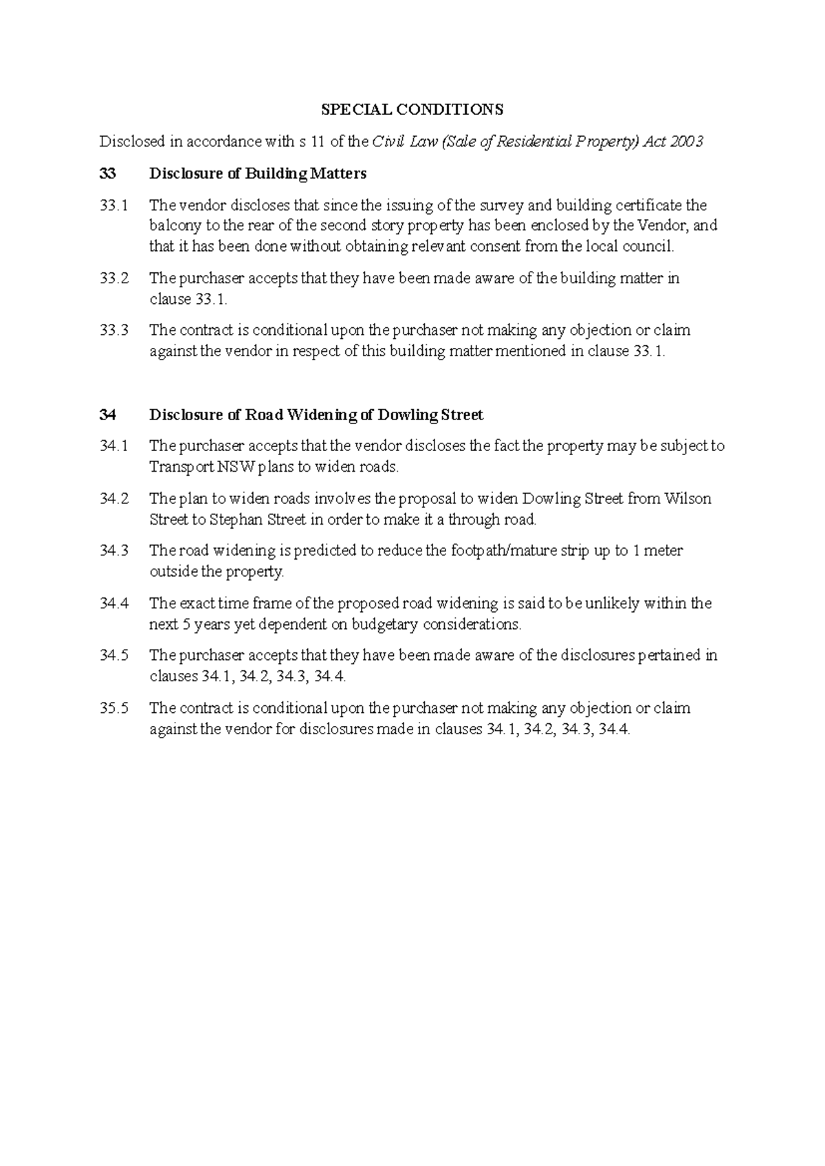 1.1 Special Conditions - SPECIAL CONDITIONS Disclosed in accordance ...