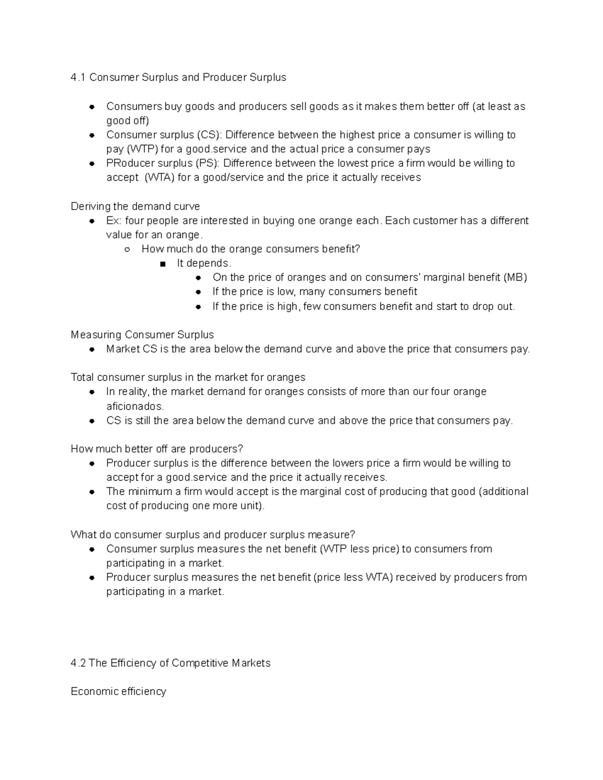 Chapter 4 Notes 4 Consumer Surplus and Producer Surplus Consumers buy