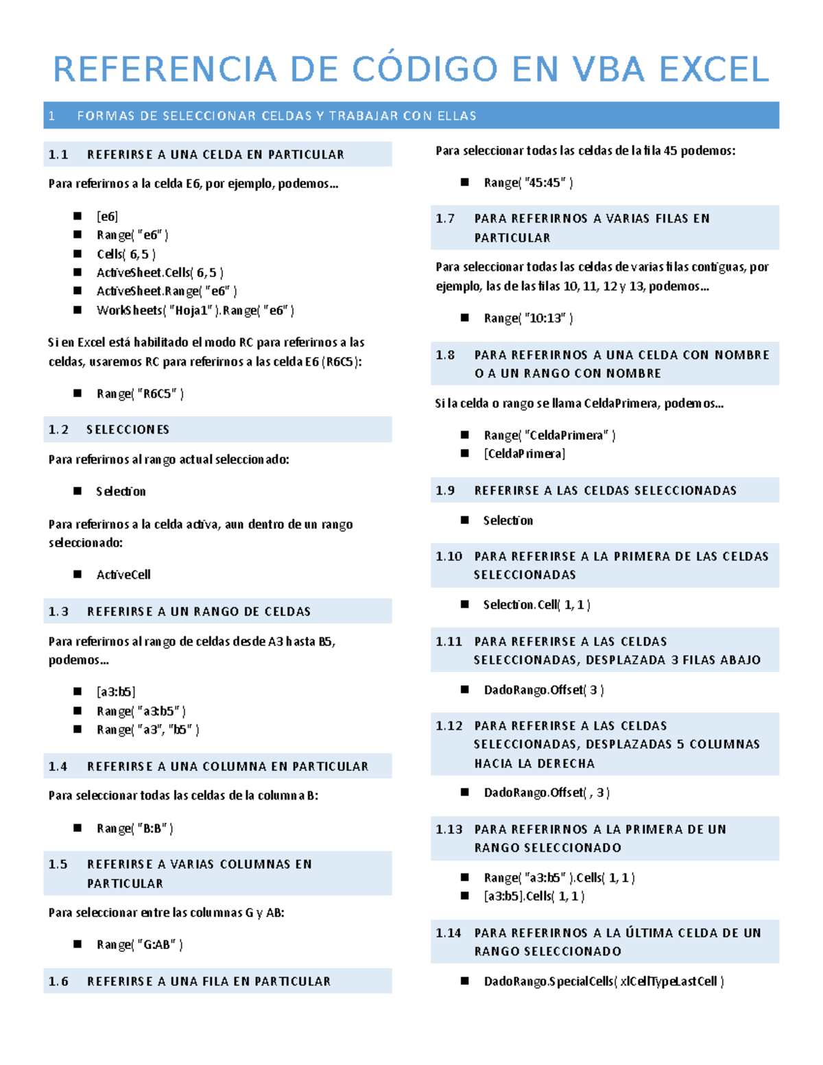 Referencia Excel VBA abc REFERENCIA DE CÓDIGO EN VBA EXCEL 1 FORMAS