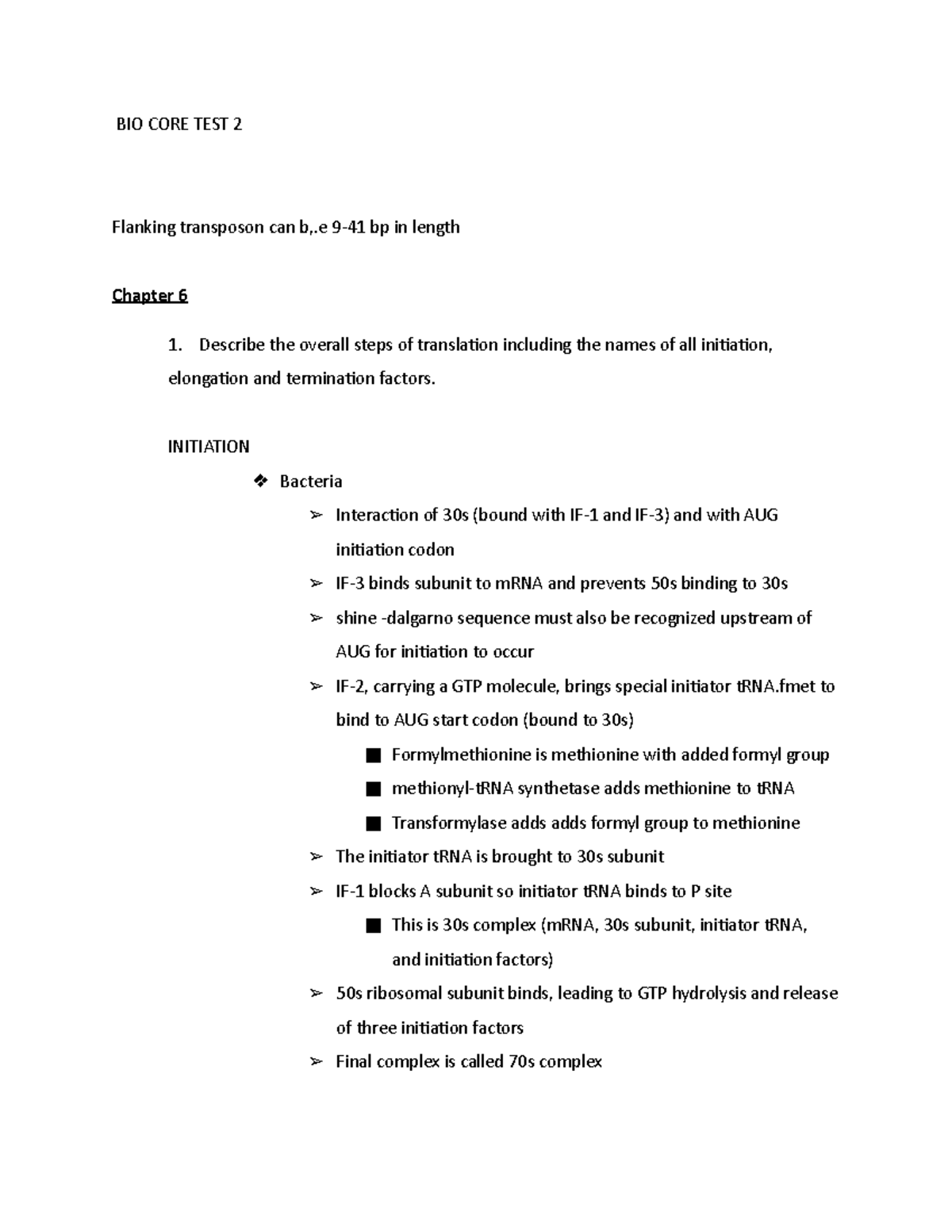 BIO CORE TEST 2 - Test guide for exam 2 - BIO CORE TEST 2 Flanking ...