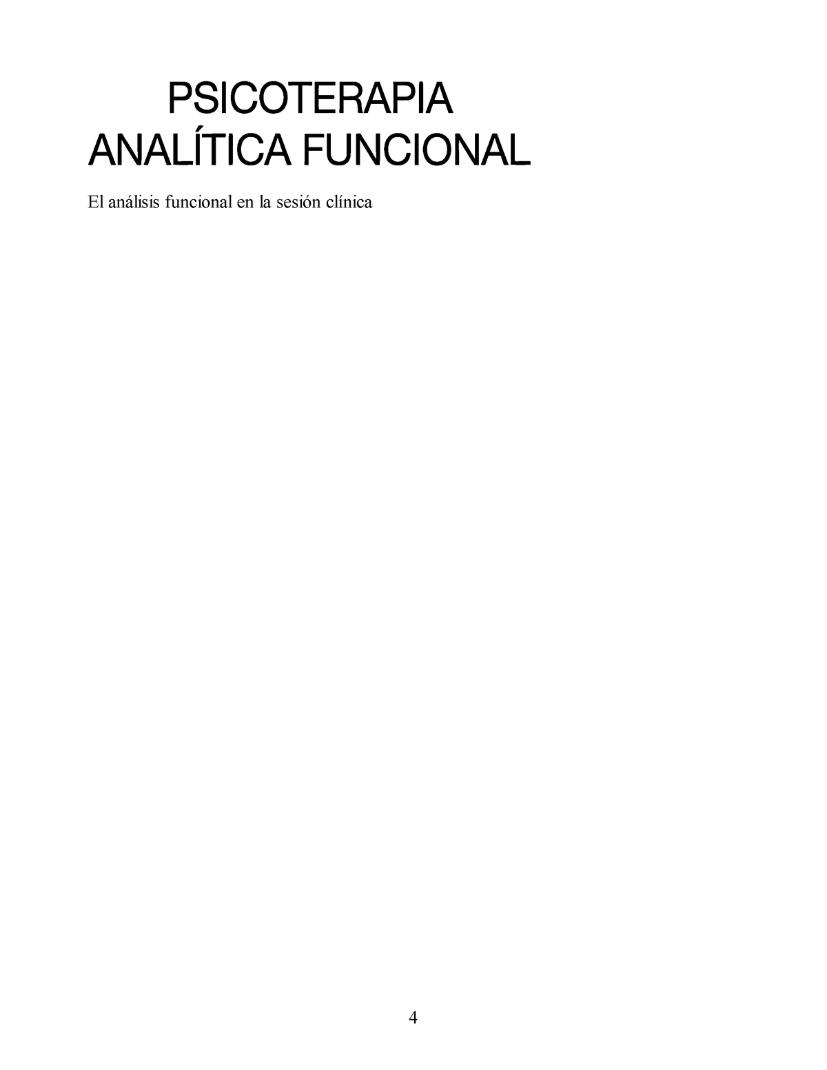 Psicoterapia Analítica Funcional El Análisis Funcional En La Sesión