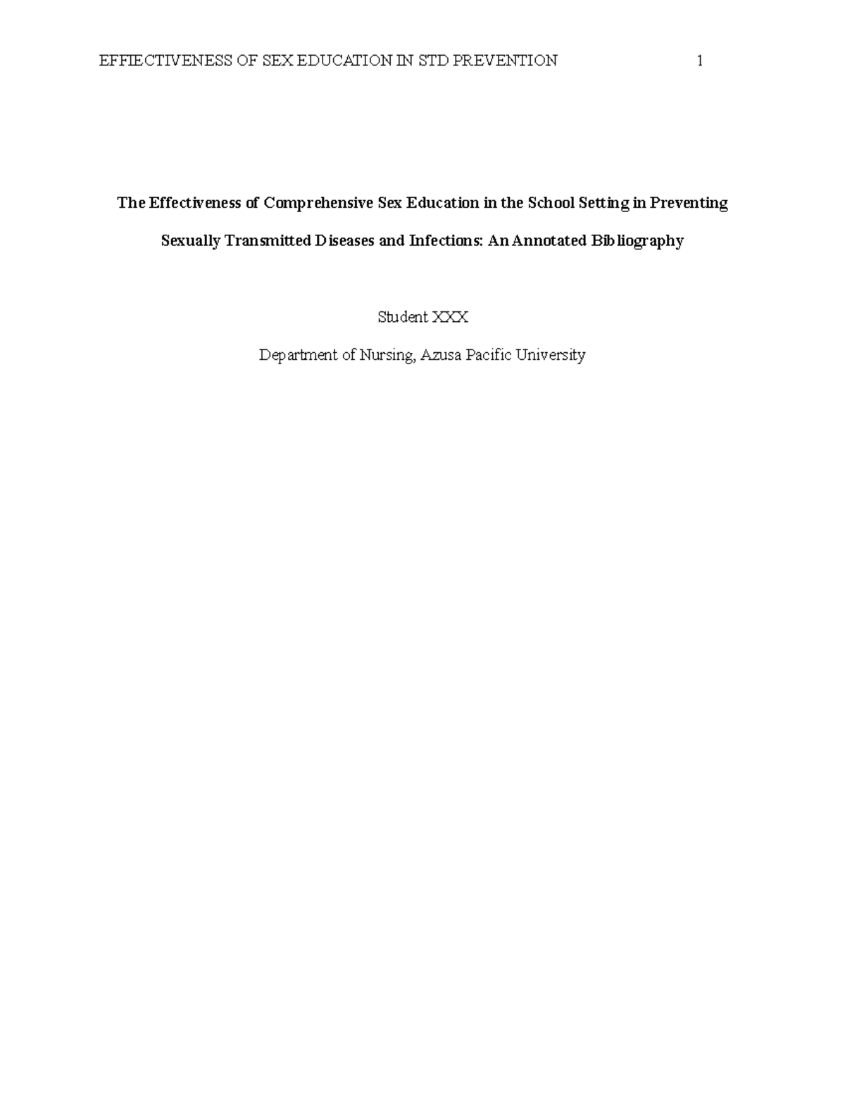 Annotated Bibliography Sample The Effectiveness Of Comprehensive Sex Education In The School 0307