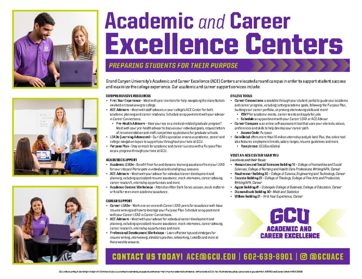 ACE Overview Flyer - ....... - Grand Canyon University’s Academic and ...