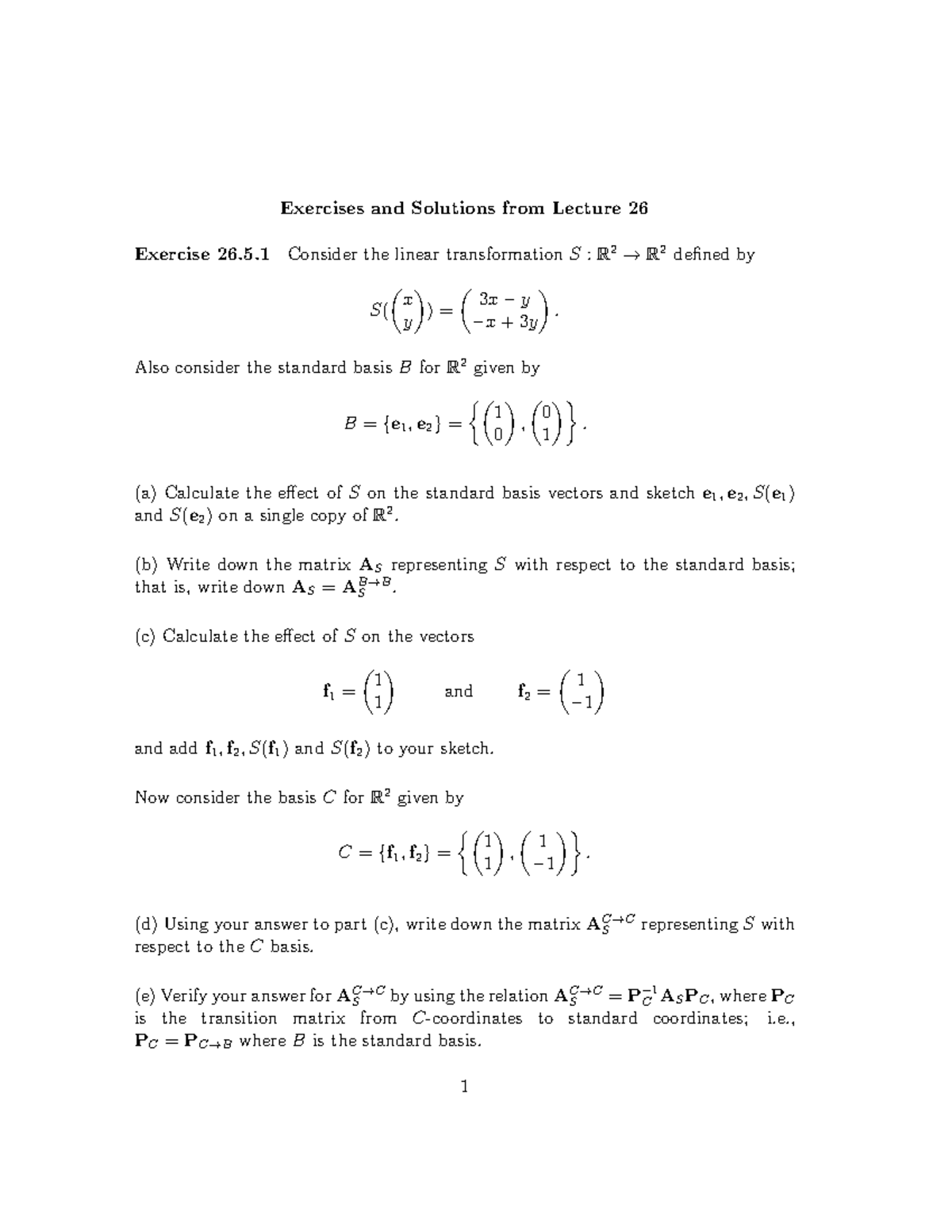 Exercise 26 - Exercises and Solutions from Lecture 26 Exercise 26.5 ...