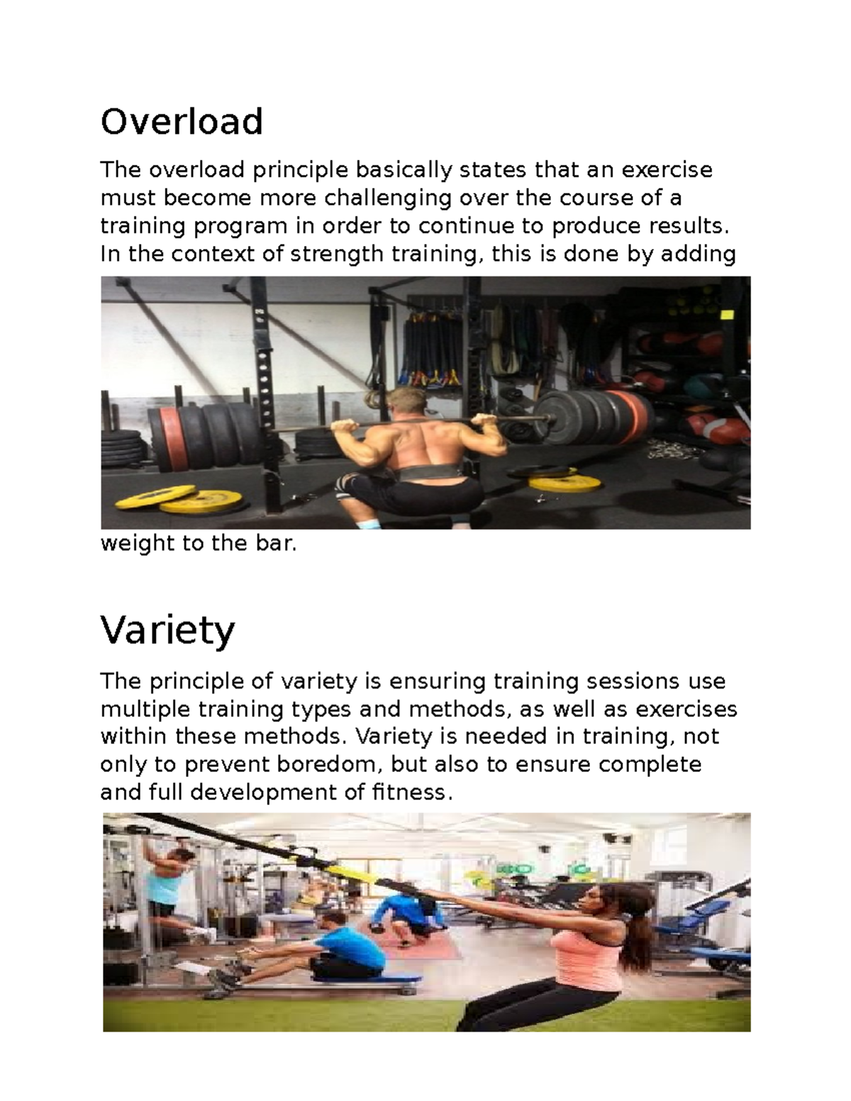 Principles of fitness - Overload The overload principle basically ...