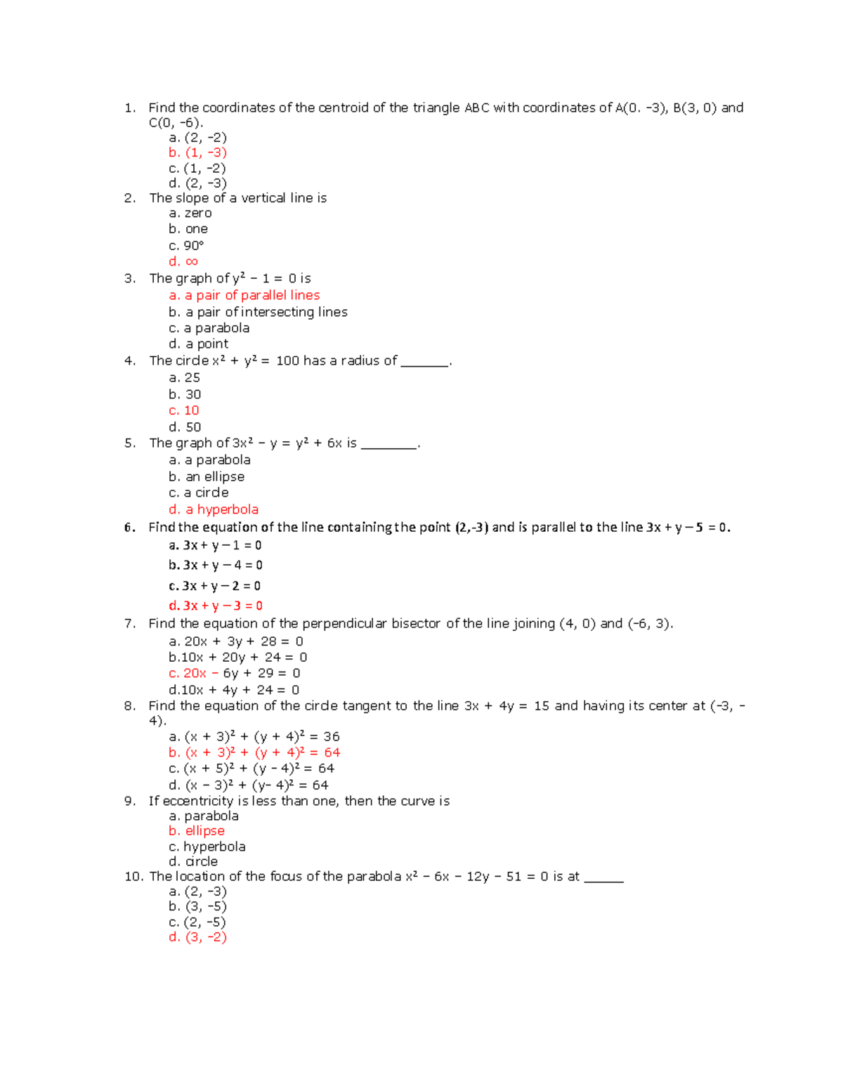 Analytic Geometry - Find the coordinates of the centroid of the ...