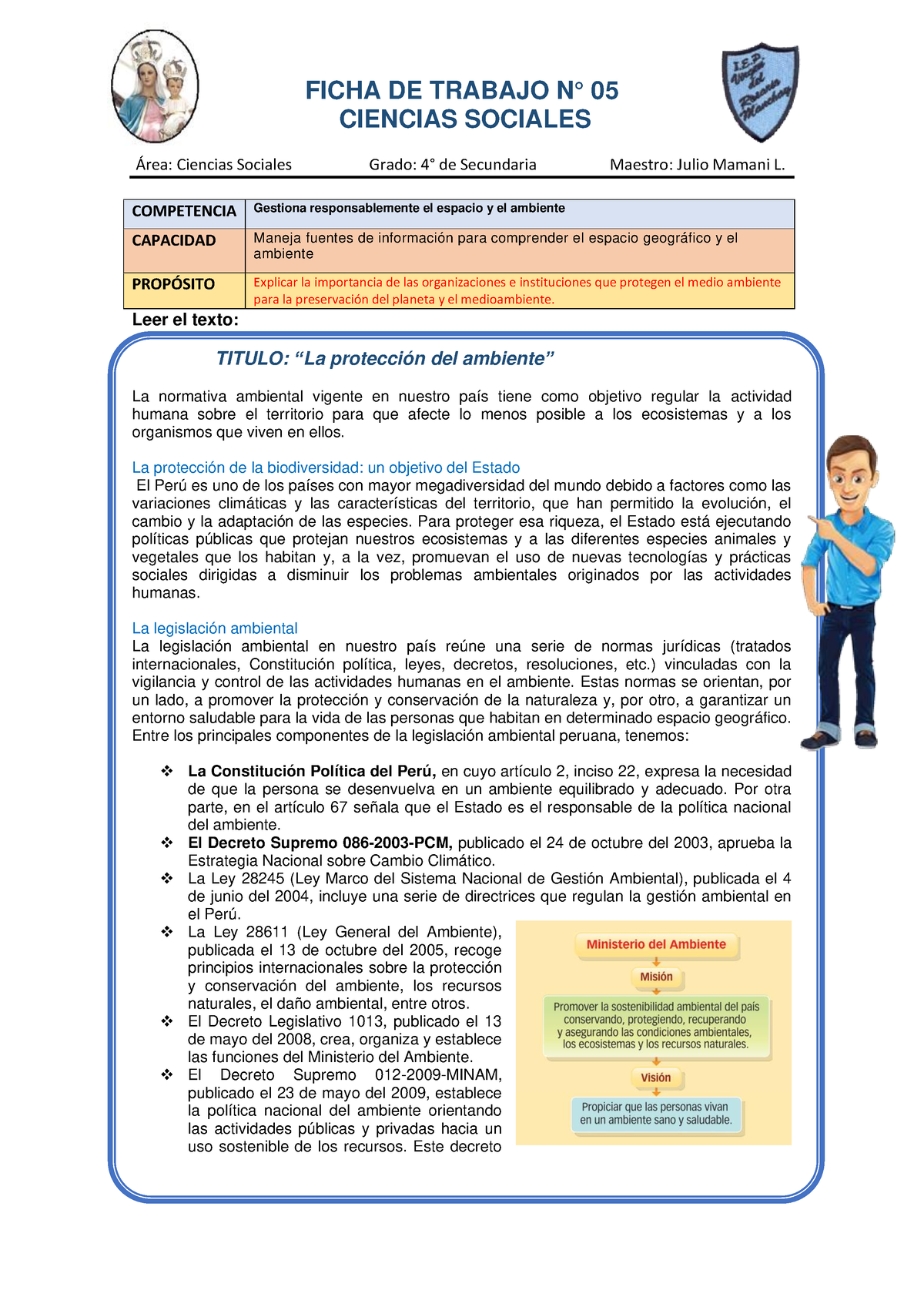 Ficha DE Trabajo N 5 CCSS - 4 ANO Secundaria - CIENCIAS SOCIALES Área ...