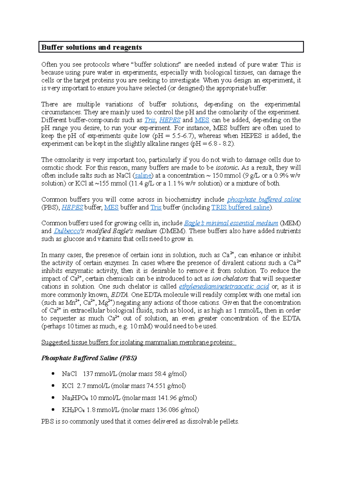 Buffer solutions practice worksheet Buffer solutions and reagents